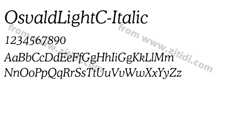 OsvaldLightC-Italic字体预览