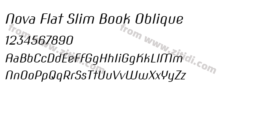 Nova Flat Slim Book Oblique字体预览