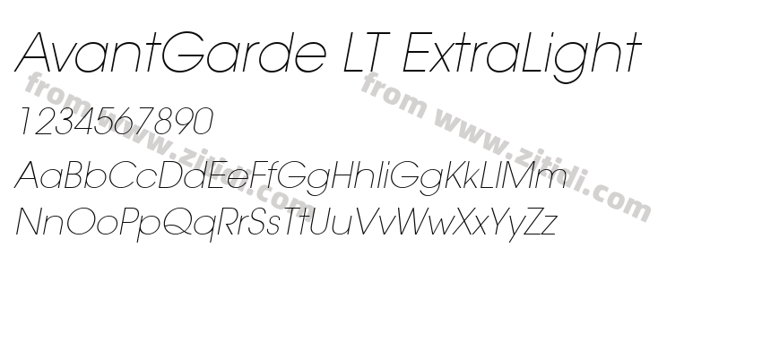 AvantGarde LT ExtraLight字体预览