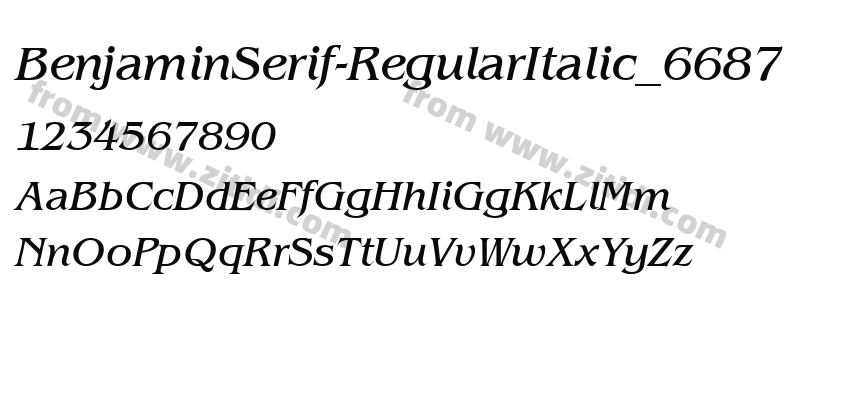 BenjaminSerif-RegularItalic_6687字体预览