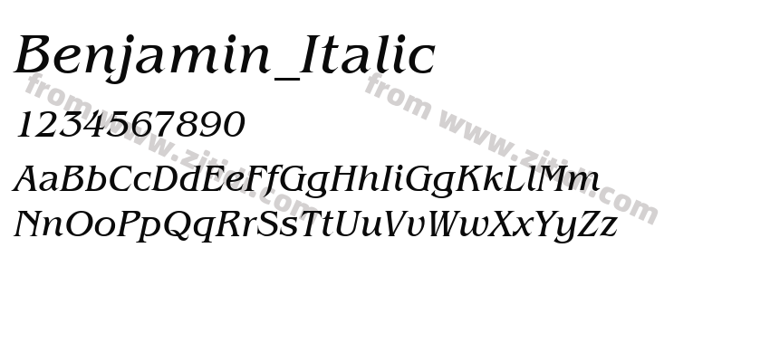Benjamin_Italic字体预览