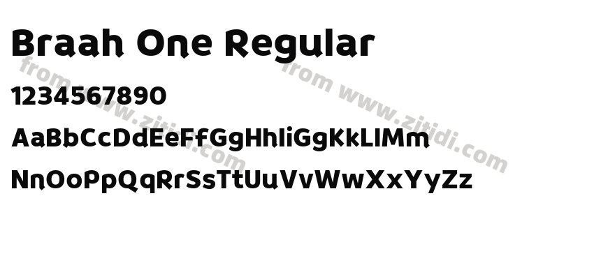 Braah One Regular字体预览