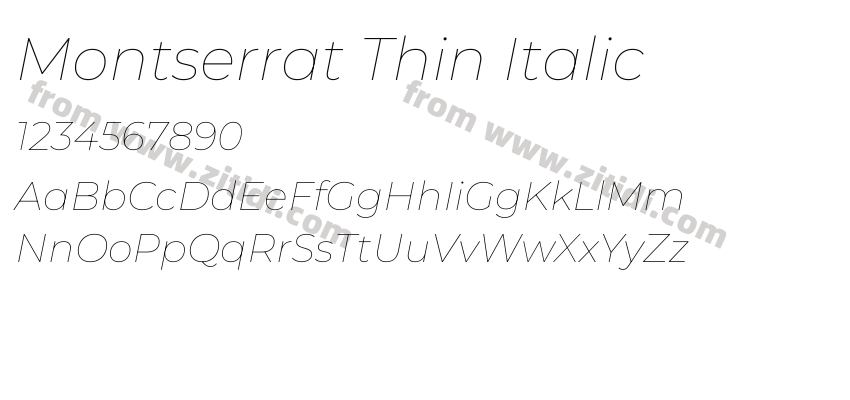 Montserrat Thin Italic字体预览