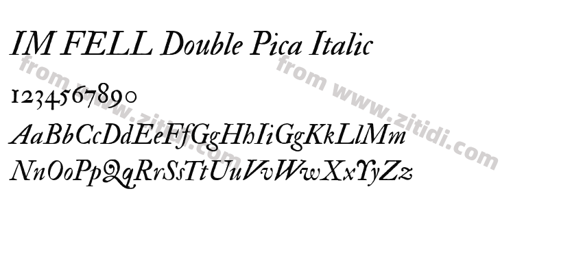 IM FELL Double Pica Italic字体预览