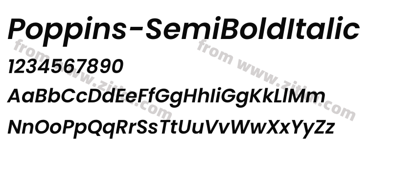 Poppins-SemiBoldItalic字体预览
