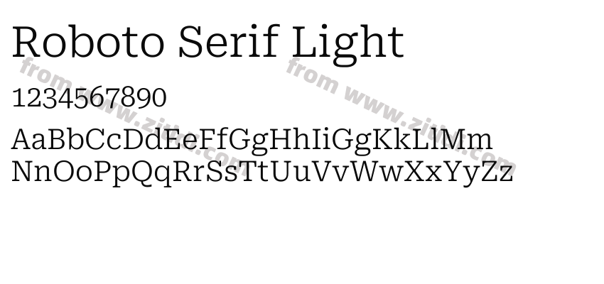 Roboto Serif Light字体预览