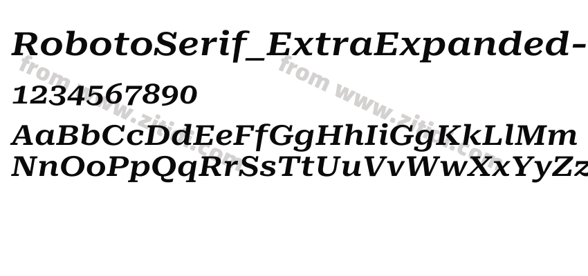 RobotoSerif_ExtraExpanded-SemiBoldItalic字体预览