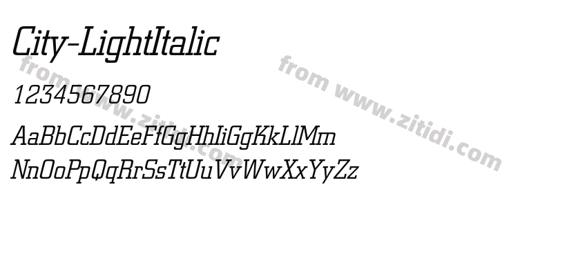 City-LightItalic字体预览