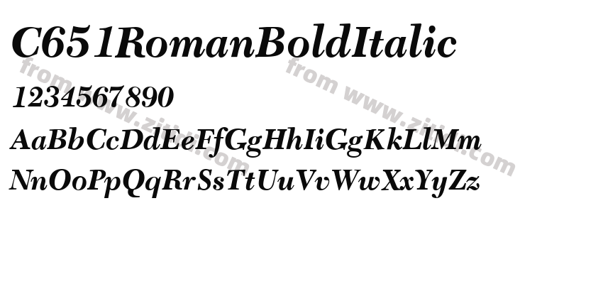 C651RomanBoldItalic字体预览