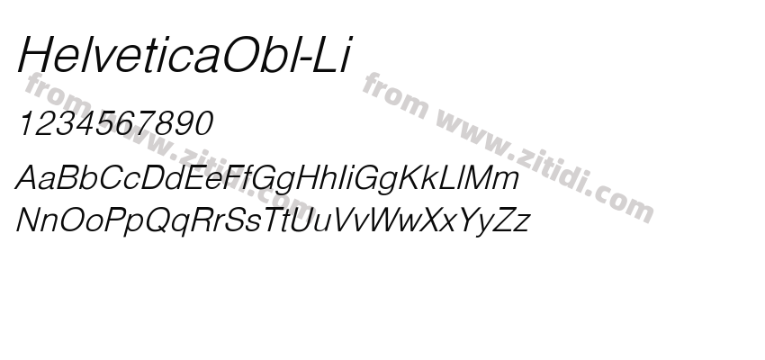 HelveticaObl-Li字体预览