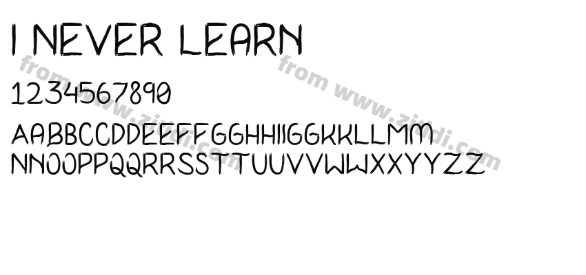 I Never Learn字体预览