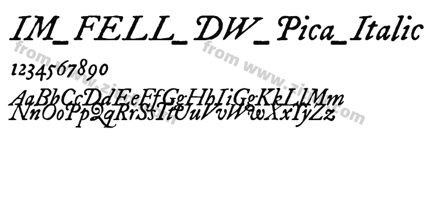 IM_FELL_DW_Pica_Italic字体预览