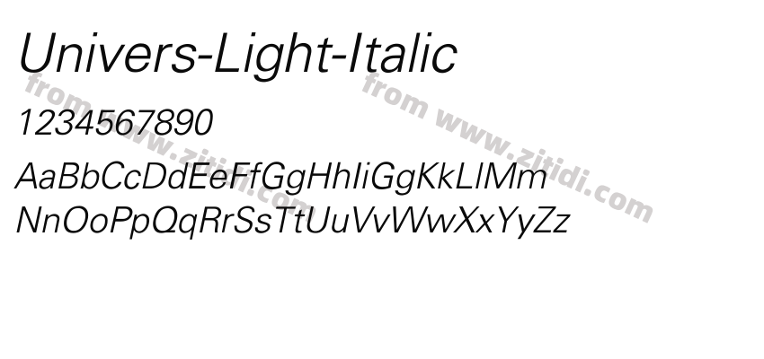 Univers-Light-Italic字体预览