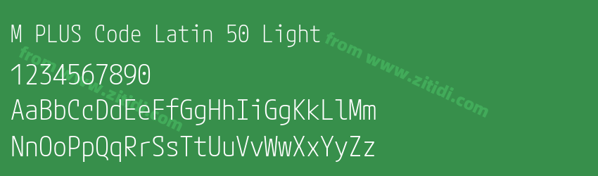 M PLUS Code Latin 50 Light字体预览