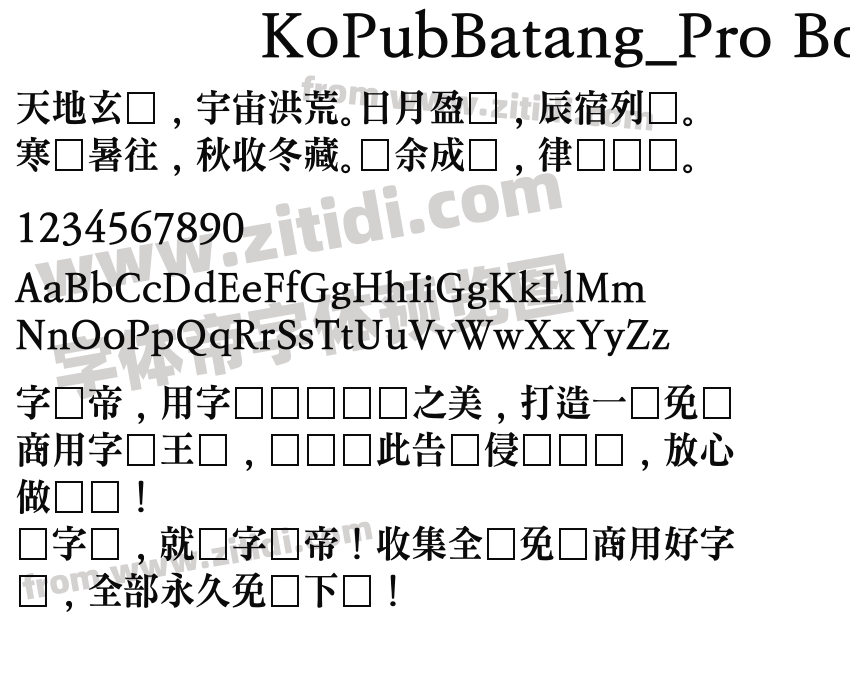 KoPubBatang_Pro Bold字体预览