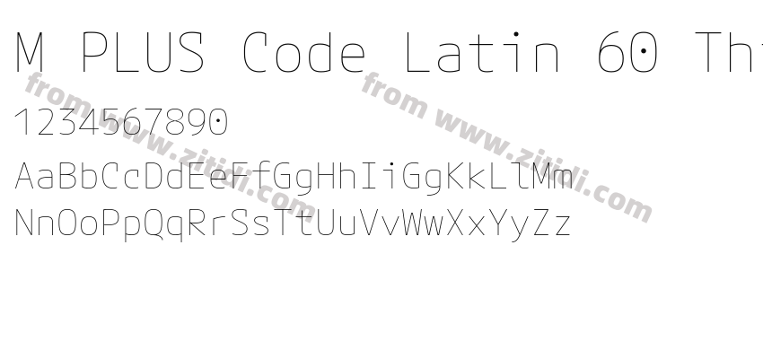 M PLUS Code Latin 60 Thin字体预览