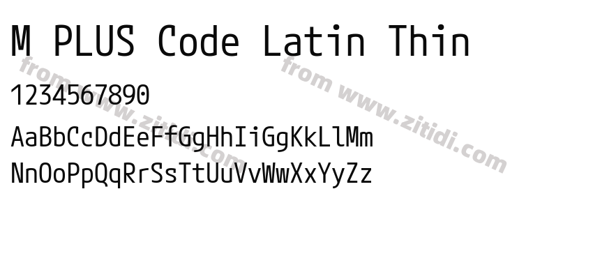 M PLUS Code Latin Thin字体预览