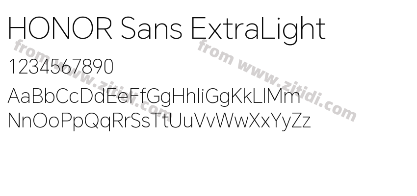 HONOR Sans ExtraLight字体预览