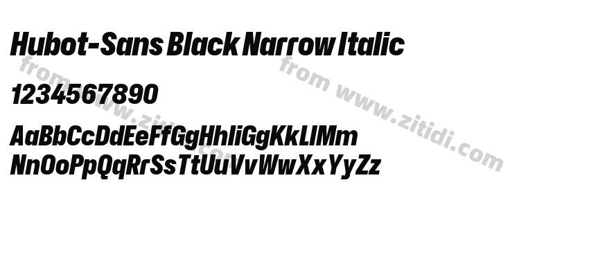 Hubot-Sans Black Narrow Italic字体预览