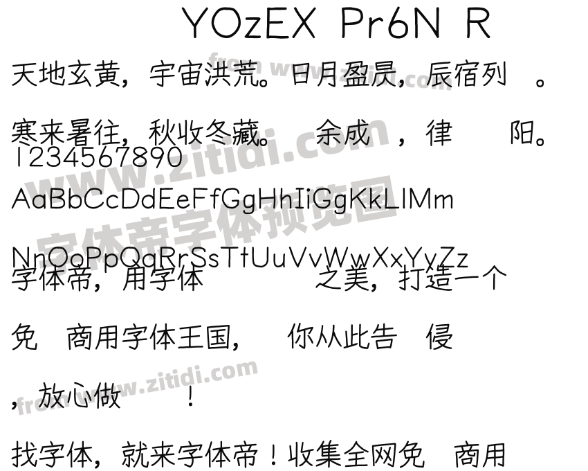 YOzEX Pr6N R字体预览