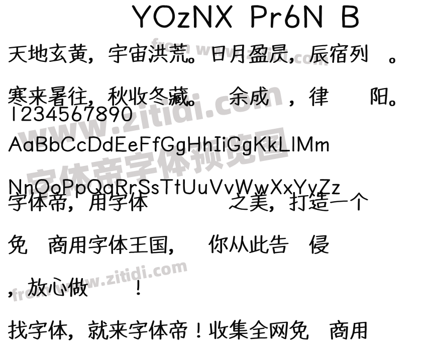 YOzNX Pr6N B字体预览
