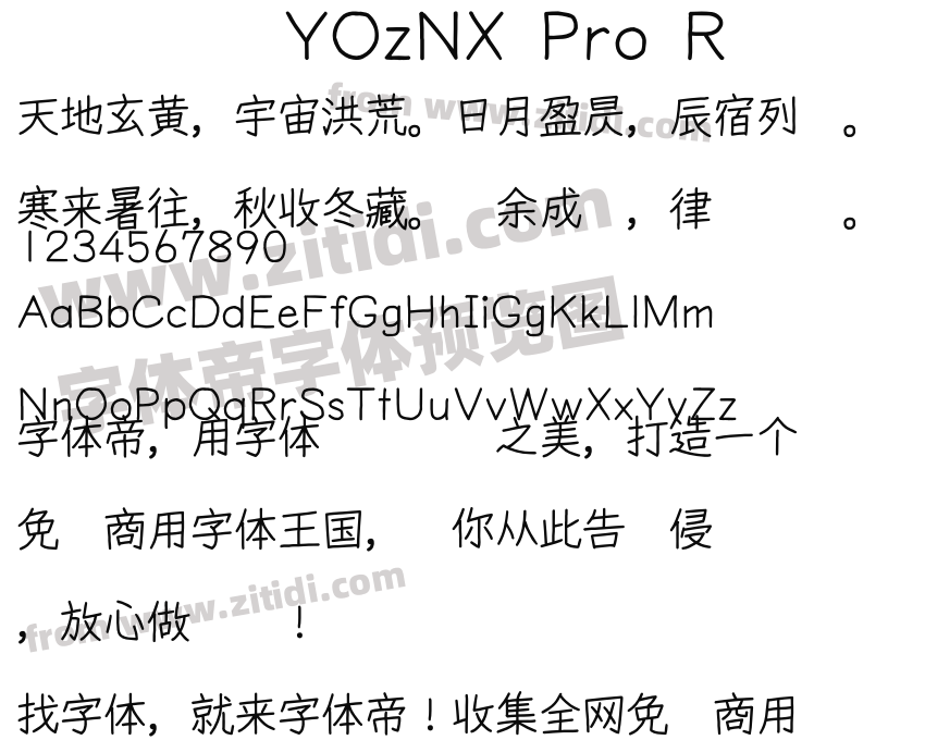 YOzNX Pro R字体预览