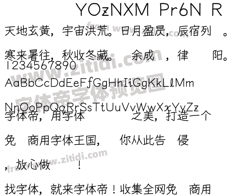 YOzNXM Pr6N R字体预览