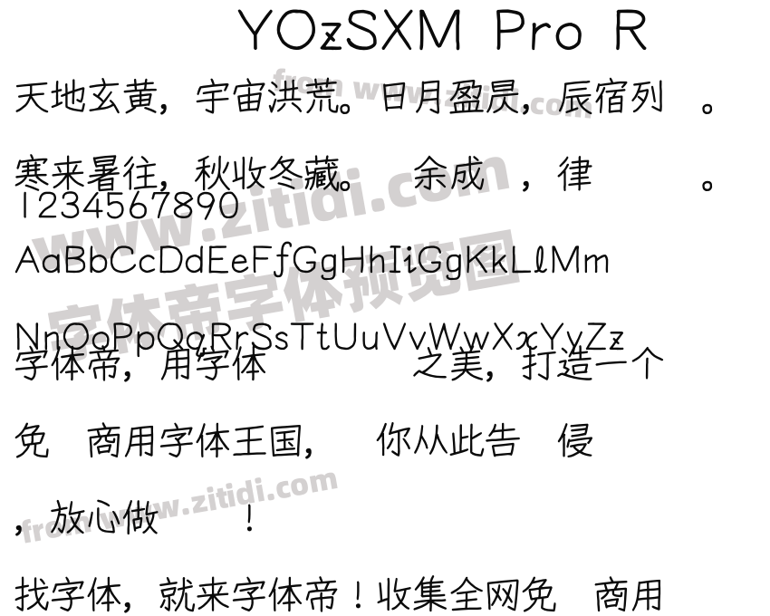 YOzSXM Pro R字体预览